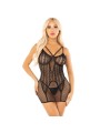 LEG AVENUE MINI VESTIDO CON ENCAJE DE CORAZONES NEGRO
