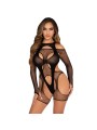 LEG AVENUE BODY DE REJILLA CON LIGA Y ARNES NEGRO