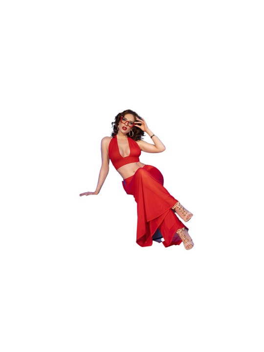 CHILIROSE CR 4857 SET TOP Y PANTALONES ROJO TALLA S
