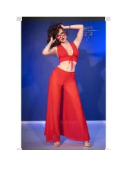 CHILIROSE CR 4857 SET TOP Y PANTALONES ROJO TALLA S