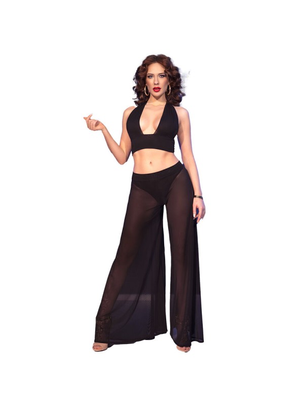 CHILIROSE CR 4857 SET TOP Y PANTALONES NEGRO TALLA S