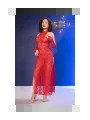 CHILIROSE CR 4853 VESTIDO ROJO DE ENCAJE CON GUANTES S M