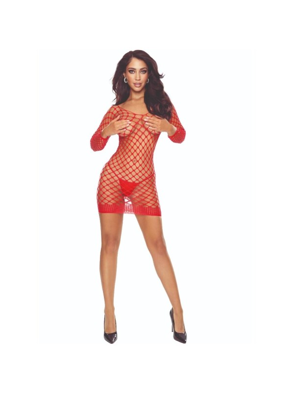 PASSION BS108 BODYSTOCKING REJILLA ROJO