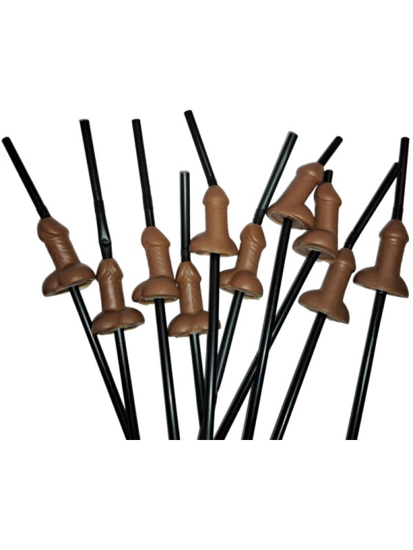 DIABLO PICANTE BOLSA 10 PAJITAS PENE NEGRO