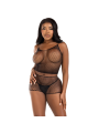 LEG AVENUE SET CAMISETA PANTALON REJILLA NEGRO