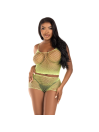 LEG AVENUE SET CAMISETA PANTALON REJILLA NEGRO