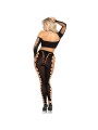 LEG AVENUE CROP TOP Y LEGGINGS CUT OUT SIN COSTURAS NEGRO