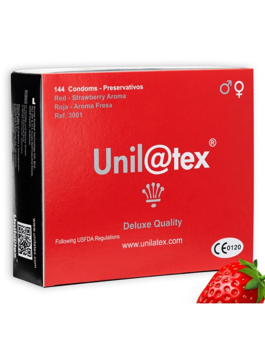 UNILATEX PRESERVATIVOS ROJOS FRESA 144 UDS