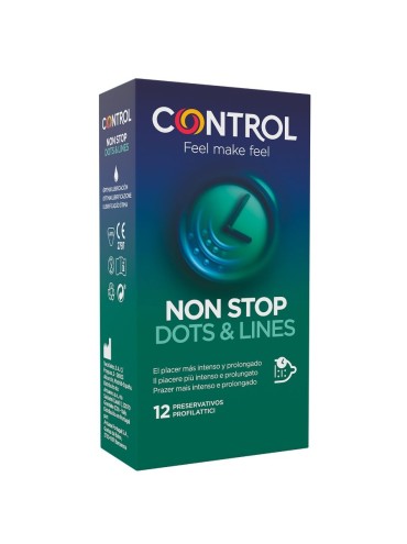 CONTROL NONSTOP PUNTOS Y ESTRIAS PRESERVATIVOS 12 UNIDADES