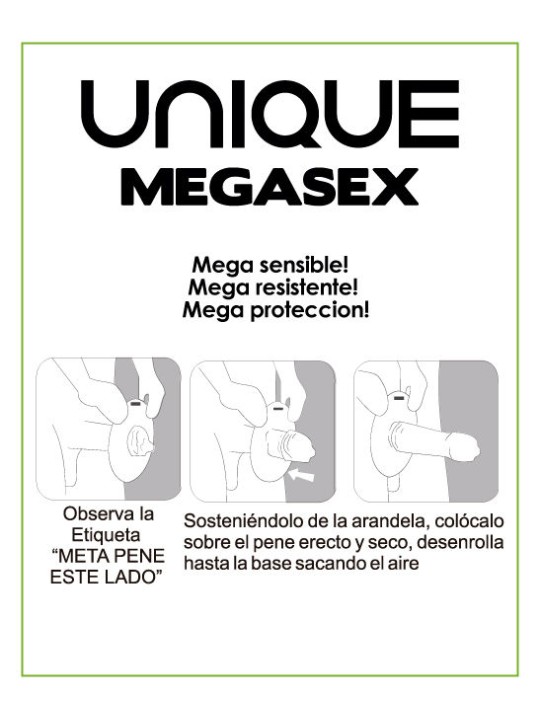 UNIQ MEGASEX PRESERVATIVOS SENSITIVOS CON LIGUERO SIN LATEX 3 UNIDADES