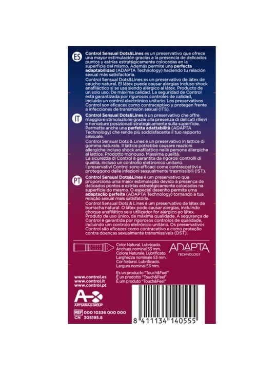 CONTROL SENSUAL DOTS LINES PUNTOS Y ESTRIAS 12 UDS