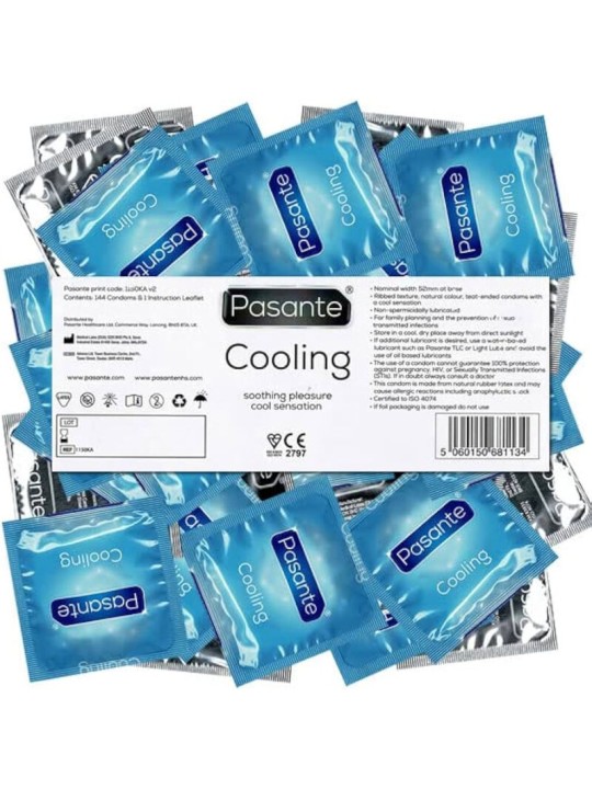 PASANTE PRESERVATIVO EFECTO FRIO BOLSA 144 UNIDADES