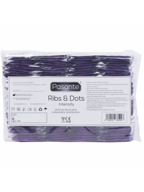 PASANTE RIBS DOTS PRESERVATIVOS INTENSITY 144 UNIDADES