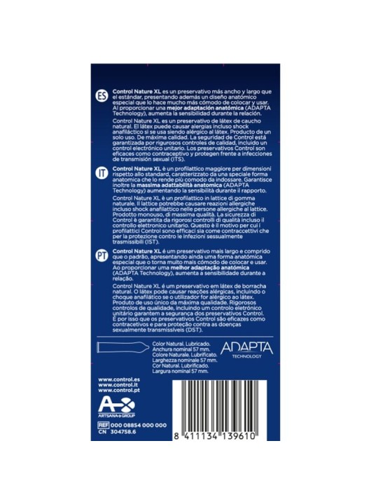 CONTROL ADAPTA NATURE XL PRESERVATIVOS 12 UNIDADES