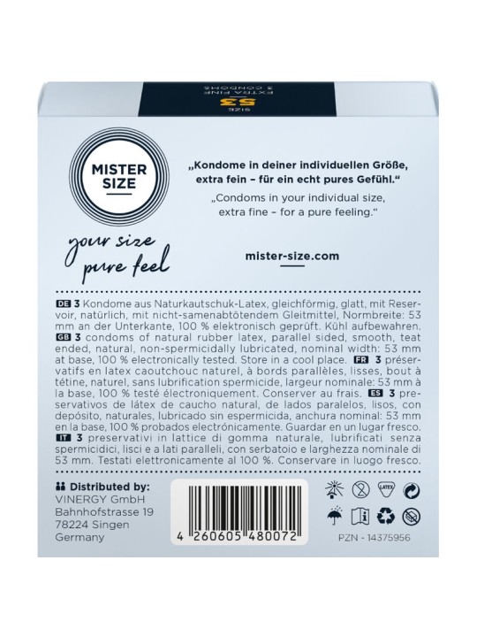 MISTER SIZE PRESERVATIVOS TALLA M 53 MM 3 UNIDADES