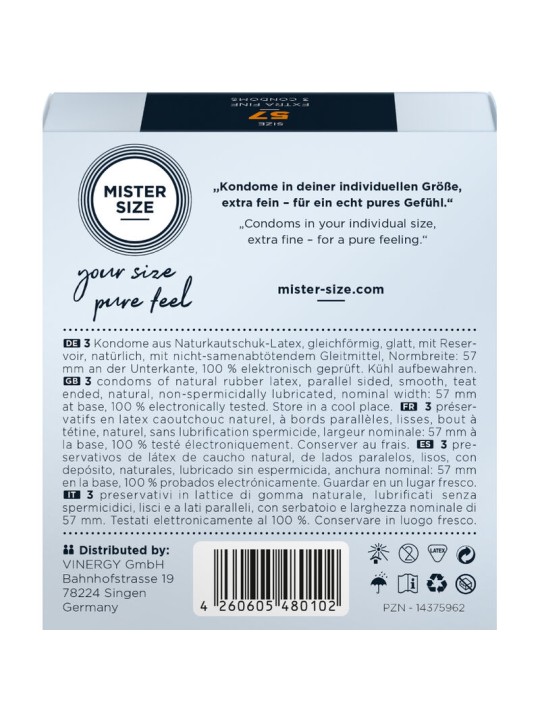MISTER SIZE PRESERVATIVOS TALLA L 57 MM 3 UNIDADES