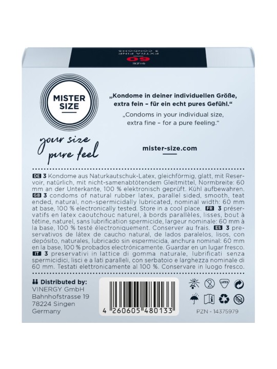 MISTER SIZE PRESERVATIVOS TALLA XL 60 MM 3 UNIDADES
