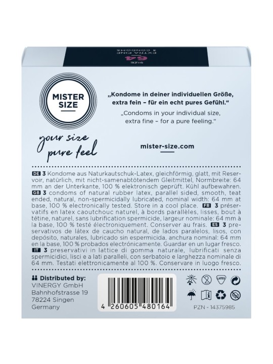 MISTER SIZE PRESERVATIVOS TALLA XXL 64 MM 3 UNIDADES