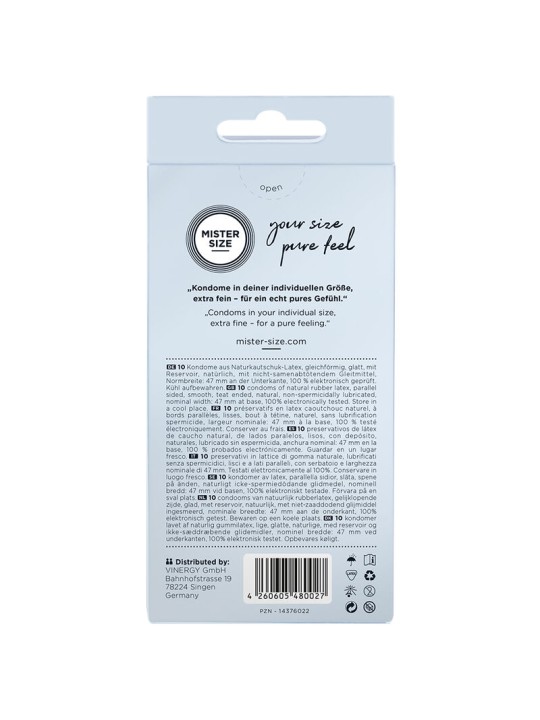 MISTER SIZE PRESERVATIVOS TALLA XS 47 MM 10 UNIDADES