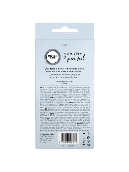 MISTER SIZE PRESERVATIVOS TALLA S 49 MM 10 UNIDADES
