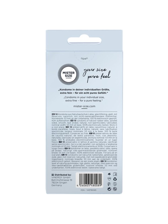 MISTER SIZE PRESERVATIVOS TALLA M 53 MM 10 UNIDADES
