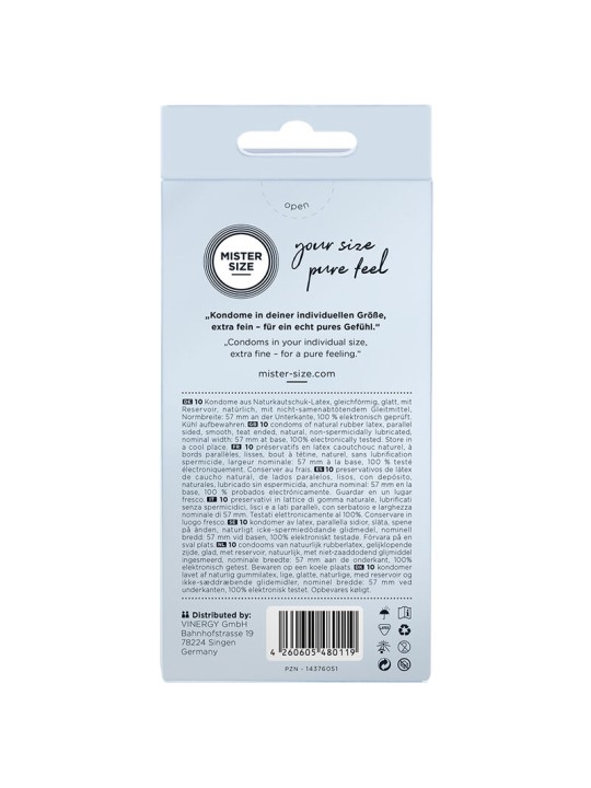 MISTER SIZE PRESERVATIVOS TALLA L 57 MM 10 UNIDADES