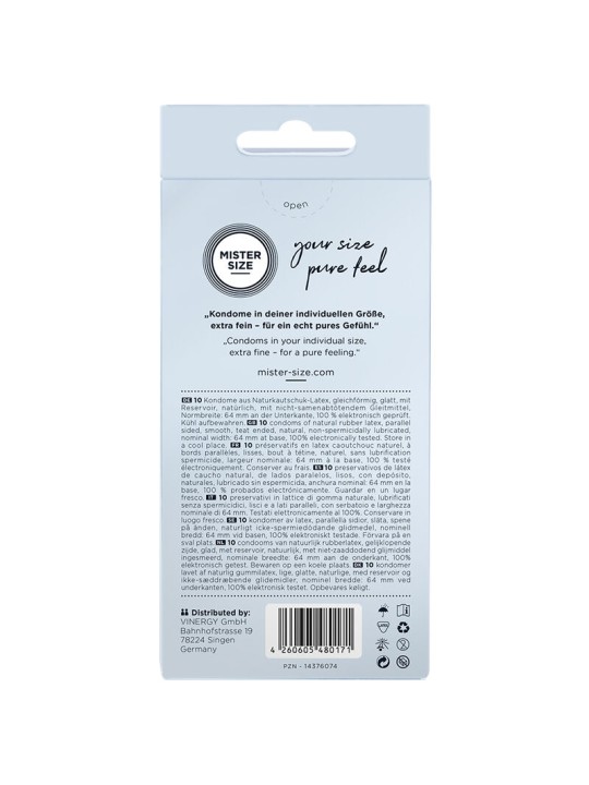 MISTER SIZE PRESERVATIVOS TALLA XXL 64 MM 10 UNIDADES