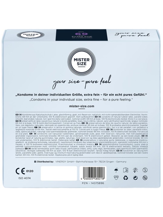 MISTER SIZE PRESERVATIVOS TALLA XXXL 69 MM 36 UNIDADES
