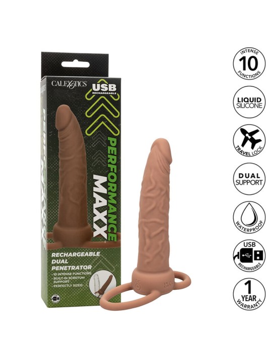 CALEXOTICS PERFORMANCE MAXX DOBLE PENETRADOR RECARGABLE PIEL MORENO