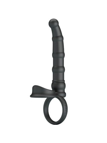 PRETTY LOVE TATUM ANILLO VIBRADOR PENE CON PLUG 10 VIBRACIONES NEGRO