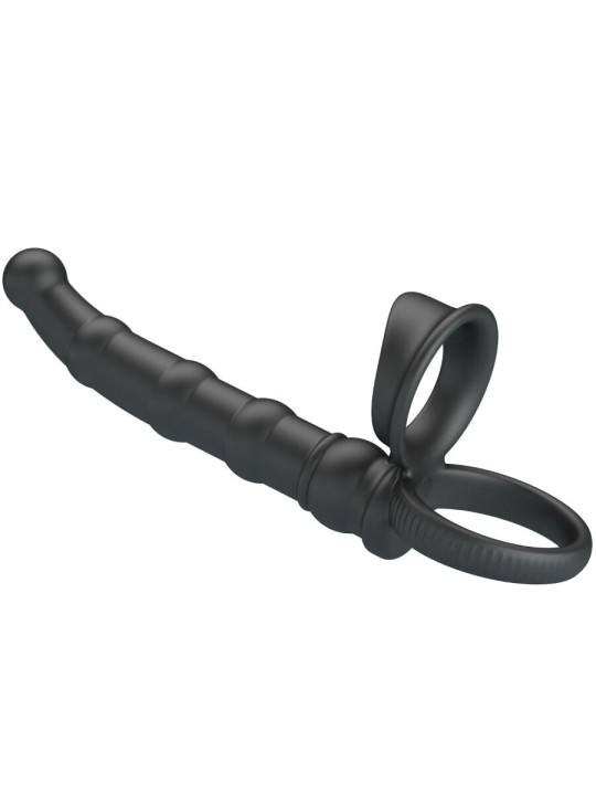 PRETTY LOVE TATUM ANILLO VIBRADOR PENE CON PLUG 10 VIBRACIONES NEGRO