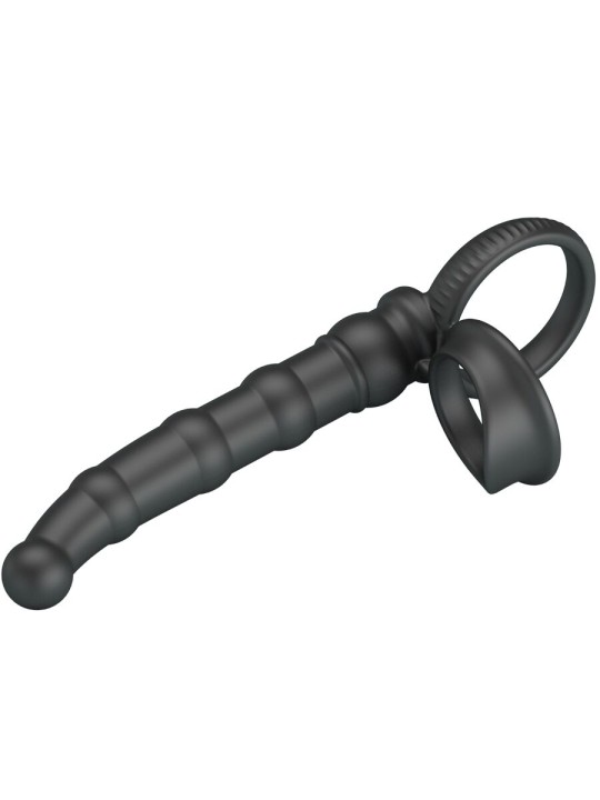 PRETTY LOVE TATUM ANILLO VIBRADOR PENE CON PLUG 10 VIBRACIONES NEGRO
