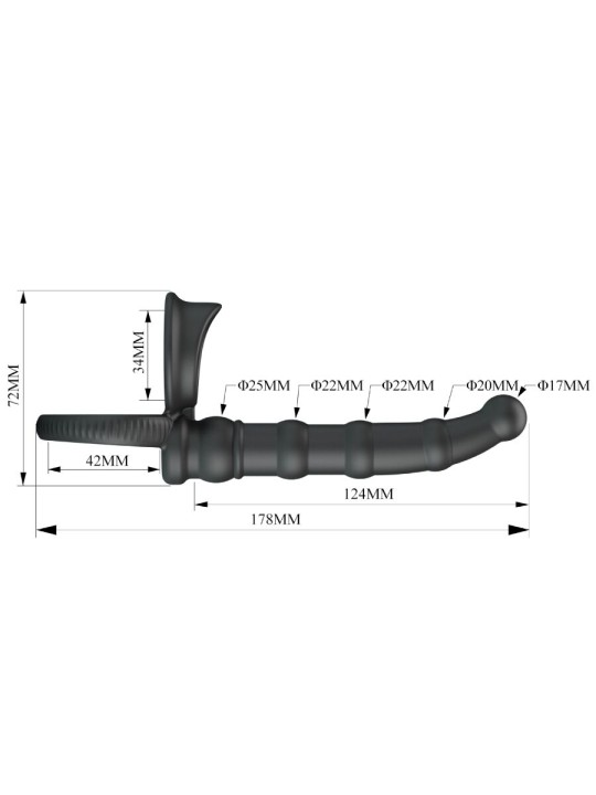 PRETTY LOVE TATUM ANILLO VIBRADOR PENE CON PLUG 10 VIBRACIONES NEGRO