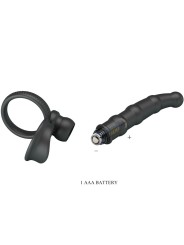 PRETTY LOVE TATUM ANILLO VIBRADOR PENE CON PLUG 10 VIBRACIONES NEGRO