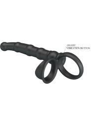 PRETTY LOVE TATUM ANILLO VIBRADOR PENE CON PLUG 10 VIBRACIONES NEGRO