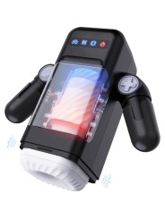 GAME CUP MASTURBADOR MASCULINO CON VIBRACION Y FUNCION CALOR CON SOPORTE PARA MOVILES NEGRO
