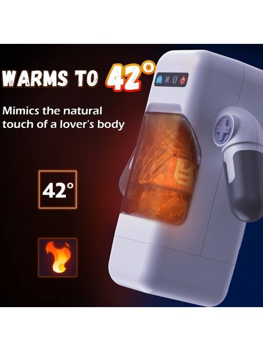 GAME CUP MASTURBADOR MASCULINO CON VIBRACION Y FUNCION CALOR CON SOPORTE PARA MOVILES NEGRO