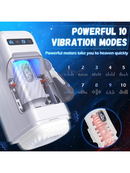 GAME CUP MASTURBADOR MASCULINO CON VIBRACION Y FUNCION CALOR CON SOPORTE PARA MOVILES NEGRO