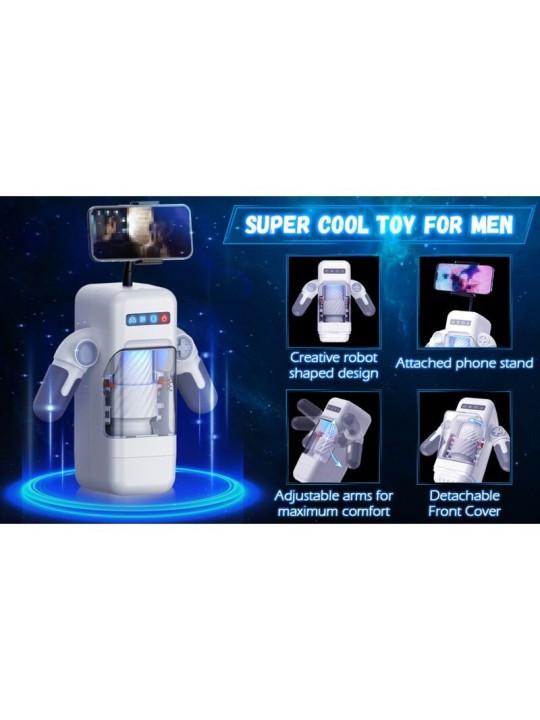GAME CUP MASTURBADOR MASCULINO CON VIBRACION Y FUNCION CALOR CON SOPORTE PARA MOVILES NEGRO