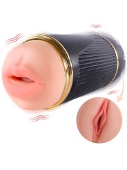 SHEQU KAY MASTURBADOR DOBLE CON VIBRACION DUAL BOCA Y VAGINA