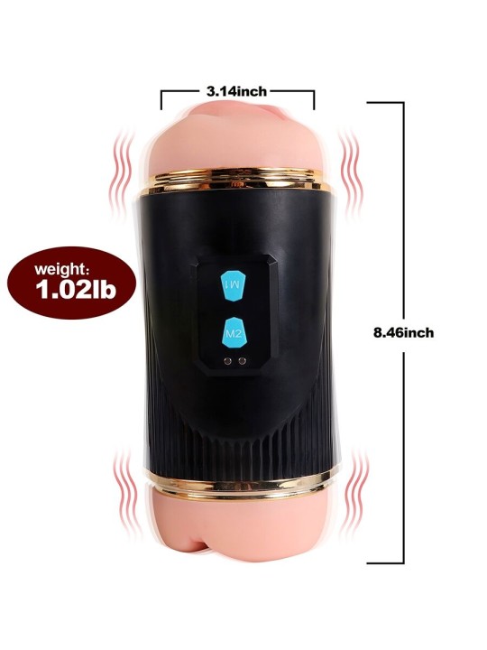 SHEQU KAY MASTURBADOR DOBLE CON VIBRACION DUAL BOCA Y VAGINA