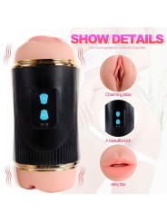 SHEQU KAY MASTURBADOR DOBLE CON VIBRACION DUAL BOCA Y VAGINA
