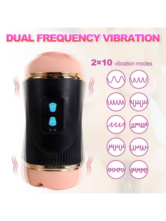 SHEQU KAY MASTURBADOR DOBLE CON VIBRACION DUAL BOCA Y VAGINA