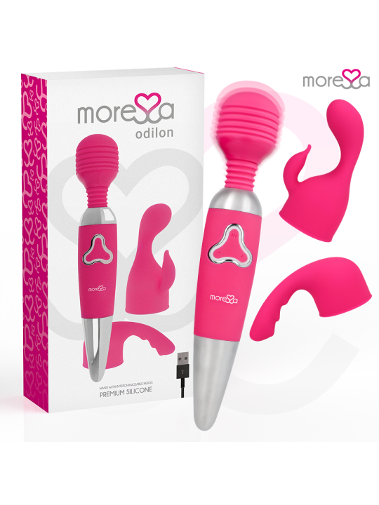 MORESSA ODILON WAND POTENTE MOTOR MAS DOS CABEZALES PREMIUM SILICONE RECARGABLE
