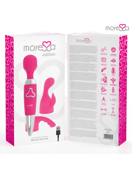 MORESSA ODILON WAND POTENTE MOTOR MAS DOS CABEZALES PREMIUM SILICONE RECARGABLE