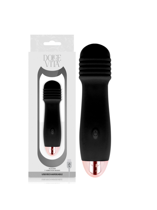 DOLCE VITA VIBRADOR RECARGABLE TRES NEGRO 7 VELOCIDADES