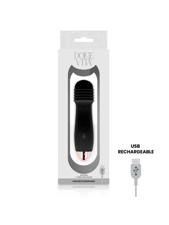 DOLCE VITA VIBRADOR RECARGABLE TRES NEGRO 7 VELOCIDADES
