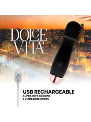 DOLCE VITA VIBRADOR RECARGABLE TRES NEGRO 7 VELOCIDADES