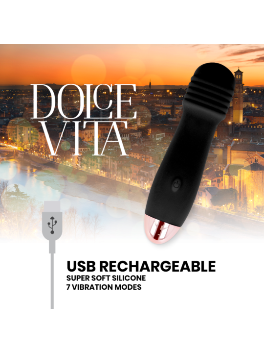 DOLCE VITA VIBRADOR RECARGABLE TRES NEGRO 7 VELOCIDADES