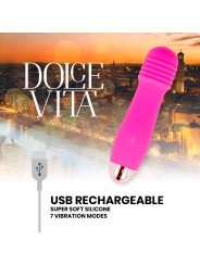 DOLCE VITA VIBRADOR RECARGABLE THREE ROSA 7 VELOCIDADES